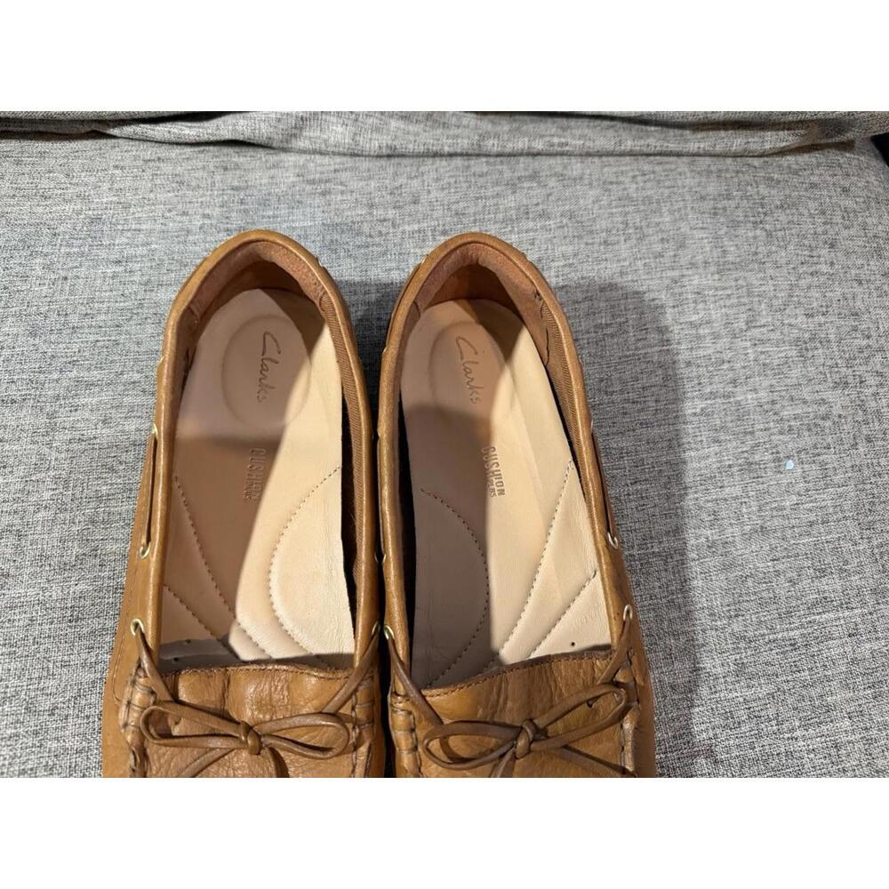Clarks C Mocc Womens 9 Tan Leather Rawhide Laces Slip On Shoes - Picture 8 of 10